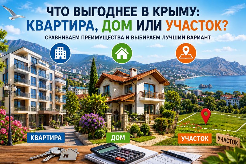 Что выгоднее в Крыму: квартира, дом или земельный участок